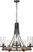 Feiss Suspension lumineuse LED | 5X E27 Max 60W | Dimmable | Chêne patiné vieilli et métal gris ardoise