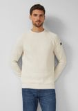 s.Oliver Strickpullover crème katoen lange mouw ronde hals 3XL