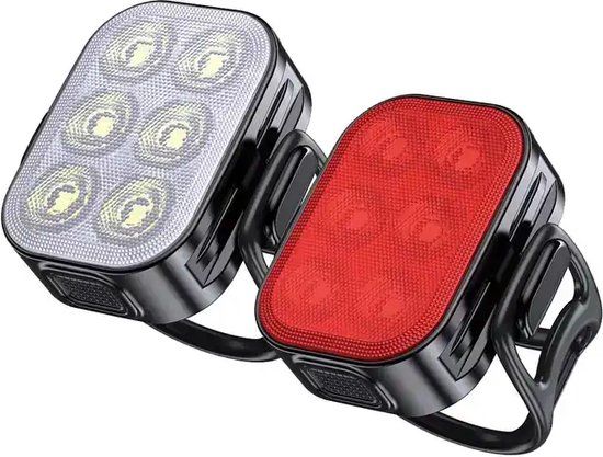 LED Fietsverlichtingsset - USB Oplaadbaar - 30 Lumen - Zwart