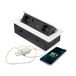Stekkerdoos met 2 geaarde stopcontacten, USB A+C, RJ45, HDMI - intrekbare meervoudige contactdoos, wit, 265 x 120 mm