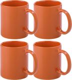 Merkloos / Sans marque Bellatio Design Koffie mokken/bekers - 4x - keramiek - glans - met oor - oranje - 370 ml