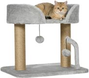 PawHut Krabpaal Spaanplaat, Polyester, Lichtgrijs, 48L x 38B x 42H cm