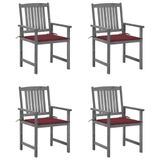 Maison Exclusive - Lot de 4 chaises de jardin en bois d'acacia massif gris avec coussins