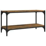 VidaXL TV-meubel 100x33x41 cm bewerkt hout en staal gerookt eikenkleur