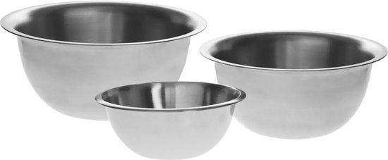 Secret de Gourmet Set 3x beslagkommen/mengkommen RVS - 1L - 2L - 3,3L