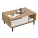 ACTUAL DIFFUSION Table Basse 1 Abattant 2 Niches Chêne et Blanc Pieds Métal L 90 H 37.6 P 60 cm