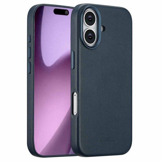 Accezz Leather Backcover Geschikt voor iPhone 17 MagSafe Nightfall Blue