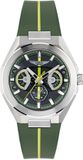 Aston Martin TKS Quartz Analoog Horloge Groen Kast Staal Groene Band Siliconen 42mm