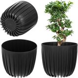 KADAX Bloempot Bloemenhoes 23,5 cm Ronde Kunststof Bloemenstandaard Zwart