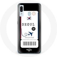 Maniacase Etui voor Samsung Galaxy A30 Air ticket Seoul Zuid-Korea