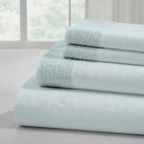 Modern Threads Pacific Coast Textiles 4-delige gehaakte kanten microvezel lakenset Cal King, Sea Mist, 4-delig