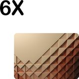 BWK Collections BWK Flexibele Placemat Set - Beige/Bruin Driehoekjes - 6 stuks - 35x25 cm