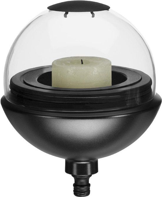 GARDENA ClickUp! Windlicht - Zwart - Rond - Glas - 15.40 cm