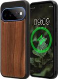 kwmobile Echt Houten Beschermhoes voor Google Pixel 11 – Hout & TPU Cover – donkerbruin hout