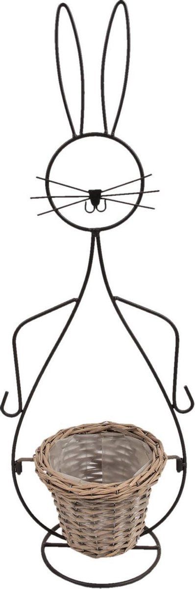 Clayre & Eef Bloempot 20x31x83 cm Zwart Ijzer | 8717459766679