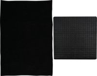 MSV Tapis de douche antidérapant et tapis essuie-pieds - Ensemble salle de bain Sevilla - caoutchouc/microfibre - noir