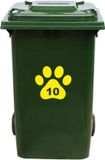 MC Living KadoExpress Kliko Sticker / Vuilnisbak Sticker - Hondenpoot - Nummer 10 - 18x16,5 - Geel