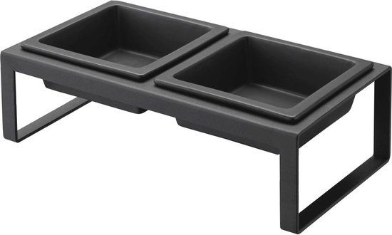 Yamazaki Tower Elevated Pet Food Bowls - Black