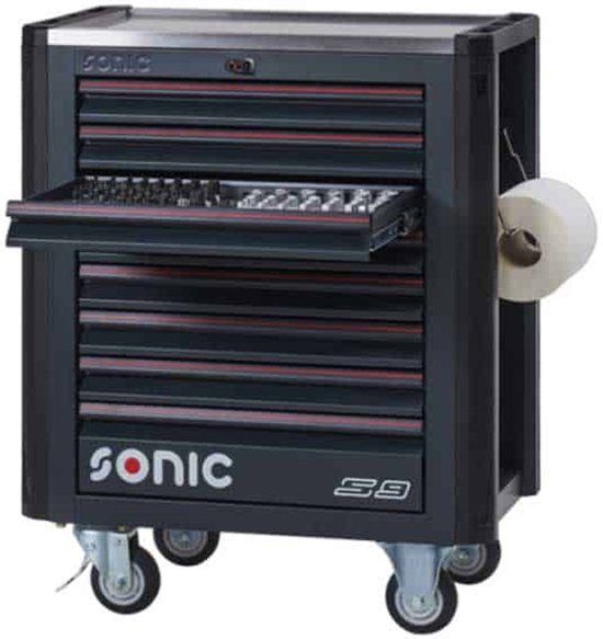 SONIC Equipment Sonic Next S9 gevulde gereedschapswagen 384-delig, 8 laden, 4 wielen, slot, 900 kg, 83,3 x 51 x 103,6 cm