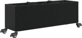 vidaXL Plantenbak met wielen 3 potten 107x32x38 cm poly rattan zwart