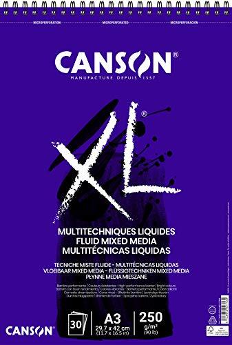 Canson XL® Fluid Mixed Media, blok voor vloeibare mengtechnieken, DIN A3, 30 vellen, 250 g/m²