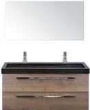 BES LED Seville Badmeubelset 120 cm - 2 Laden Tabacco - Wastafel Lucca Enkel met Spiegel