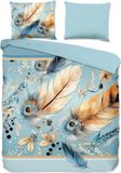 Pure dekbedovertrek veren/ oosters - 1 persoons 140x200/220 cm - Aqua - Microvezel
