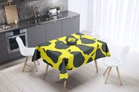Bonamaison Tafelkleed, Anti-Mold, Sneldrogend, Waterdicht, 100% Polyester Tafellaken, Neon Geel, Rook, 140 x 140 Cm
