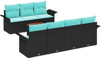 vidaXL Tuinbankenset 8 st 7-Aantal zitplaatsen Zwart en Turquoise