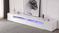 REDOM TV-meubel 240X35,5X38,5CM MDF, wit glanzend paneel, modern ontwerp, variabele LED-verlichting