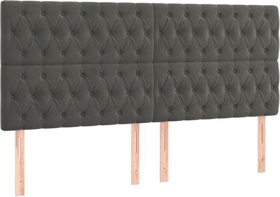 vidaXL Hoofdbord Donkergrijs Fluweel 180x7x118/128 cm