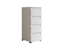 Mama Store Wit glanzend gelakt, commode 40 cm 4 laden, L.42 x T.44 x H.103 cm, technisch hout