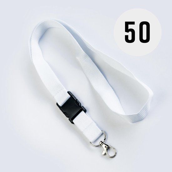 Wit keycord - 50 stuks - 50.50 cm - Wit