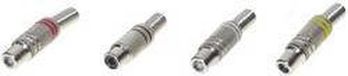 Tru Components 1601059 Cinch-connector Koppeling, recht Aantal polen: 2 Mono Rood, Zwart, Geel, Wit 4 stuk(s)