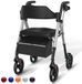 Merkloos Rollator – Wandelwagen – Looprek – Mobiliteitshulpmiddel – Opvouwbare Rollator – Lichtgewicht Aluminium – Grote 20,32 cm Wielen – Ergonomisch Zitje & Verstelbare Handgrepen – Draagvermogen 100 kg – Oranje/Zwart