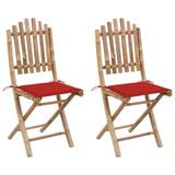 VidaXL 3064008 Tuinstoel Terras Gecapitonneerde zitting Bamboo Rood