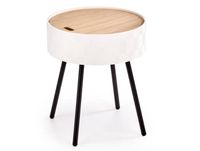Table basse ronde avec rangement et pieds en acier noir blanche