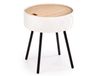 Table basse ronde avec rangement et pieds en acier noir blanche