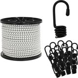 vidaXL Bungee Koorden met Haken 8 mm Zwart en Wit PP en rubber
