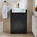 Hudson Reed Cluo meuble vasque noir gris 55cm avec vasque | poignées profilées en bronze brossé