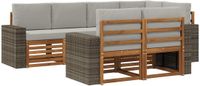 vidaXL - Bank loungeset - 7 zitplekken - Naturel en lichtgrijs - Polyester