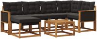 vidaXL Hoek loungeset 6 zitplaatsen Acacia hout Naturel en zwart
