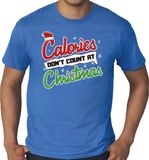 Bellatio Decorations Shoppartners Bv Grote maten foute Kerst shirt / t-shirt - Calories dont count at Christmas - blauw voor heren - kerstkleding / kerst outfit XXXL