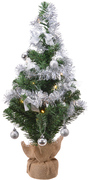 Everlands Mini kerstboom tafelboom mini D-H-Z boom h60 cm-20L groen/zilver