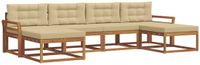 vidaXL Bank loungeset 6-persoons Natuurlijk en Beige Acaciahout