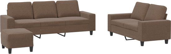vidaXL 3-delige Loungeset stof bruin