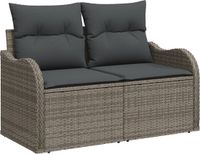 vidaXL Tuinbank - Set - 7-delig - Grijs - Polyrotan