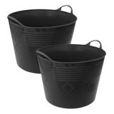 Excellent Houseware Flexibele wasmand - 2 stuks - Zwart - 40 liter
