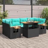 Maison Exclusive - Ensemble de meubles de jardin 7 pièces avec canapé et coussins, noir, en polyrotin