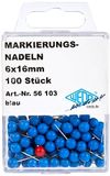 WEDO 56103 Markeringsnaalden, ronde kopnaalden, naaldlengte 16 mm, kopdiameter 6 mm, 100 stuks, blauw